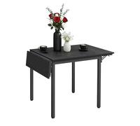 Relaxdays drop-leaf dining table, 2-4 people, H x W x D: 76x120x78 cm, space-saving, kitchen, MDF & metal, black