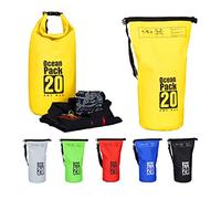 Relaxdays Dry Bag, 20L, Waterproof Ocean Backpack, Ultralight Gear for Kayaks, Boating, Skiing, Sailing, Yellow