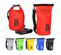 Relaxdays Dry Bag, 5L, Waterproof Ocean Backpack, Ultralight Gear for Kayaks, Boating, Skiing, Sailing; Red
