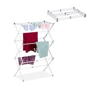 Relaxdays Drying Rack for Clothing, Folding Laundry Airer, 11 Rods, 6 Tiers, HWD: 105x73x37 cm, Metal, Extendable, White