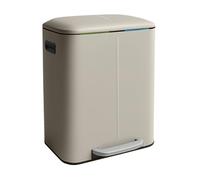Relaxdays Dual-Compartment Pedal Bin with Removable Buckets, Soft Close, Metal, 2x20L, Beige, 60x44.5x41cm