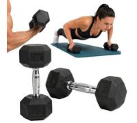 Relaxdays Dumbbells, Set of 2, Cast Iron, kg, Coated, Non-slip, Black | Aerobic dumbbells, home workout, dumbbells