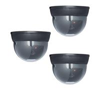 Relaxdays Dummy Camera, 3X Set, Fake Security, Flashing LED Light, CCTV, Indoor & Outdoor Garden Protection, Black, 7.5 x 11.5 x 11.5 cm