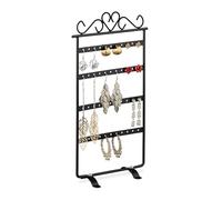 Relaxdays Earring Holder, Jewellery Stand, Dimensions: Approx. 30.5 x 16.5 x 6.5 cm, Iron, Black