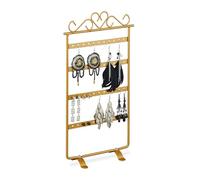 Relaxdays Earring Holder, Jewellery Stand, Dimensions: approx. 30.5 x 16.5 x 6.5 cm, Iron, Gold