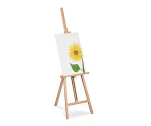 Relaxdays Easel, Adjustable, Large Stand, for Children & Adults, Beech Wood, max. Height 128 cm, Artist, Decor, Natural, 128 x 40 x 67 cm