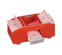 Relaxdays Electric, 2 Decks, Automatic Shuffler, Playing Cards up to 91 mm, Plastic, Red, 10 x 20.5 x 10.5 cm