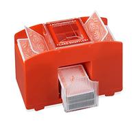 Relaxdays Electric, 4 Decks, Automatic Shuffler, Playing Cards up to 91 mm, Plastic, Red, 15 x 20,5 x 10.5 cm