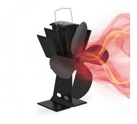Relaxdays Electricity Low Noise Stove Fi & Oven Heat Powered 4 Blades Fi Fan Black, 1 item