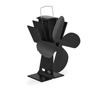 Relaxdays Electricity Low Noise Stove Oven Heat Powered 4 Blades Fireplace Fan Black, 1 Item