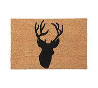 Relaxdays Elk Deer Doormat Coir, 40 x 60 cm, Door Mat Inside & Outside, Non-Slip Wiper, Rectangular, Coir/Black
