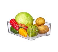 Relaxdays Elongated Fridge Container with Handles, Food Storage, Easy-care, Plastic, HWD: 9 x 21.5 x 32 cm, Transparent