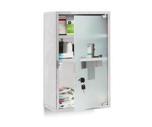 Relaxdays EMERGENCY wall cabinet, stainless steel