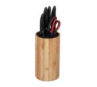 Relaxdays 10027601 Empty Bamboo Knife Block, Without Knives, for up to 10 Pieces, Rack HxD 23x12.5 cm, Natural