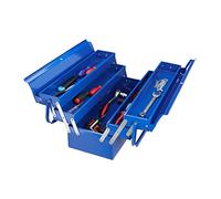 Relaxdays Empty Tool Box, 5 Compartments, With Handle, Metal, Lockable, Toolbox, HWD 21 x 53 x 20 cm, Blue