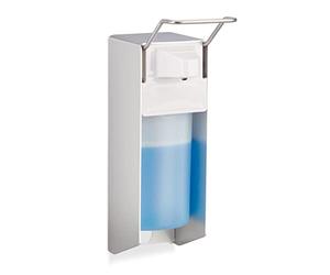 Relaxdays Euro dispenser 500 ml, wall-mounted soap dispenser, disinfectant dispenser, ironing mechanism, white, 1 piece