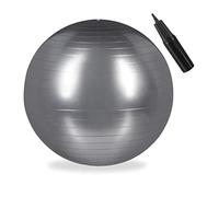 Relaxdays Exercise Ball for Fitness, Yoga & Pilates, Office Seating, Pump Included, Ø 85 cm, Silver