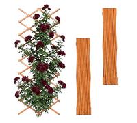 Relaxdays Expandable Trellis, 3pc, 310x90 cm, Wood, Wall-mounted, Climbing plant support, Orange