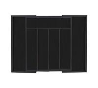 Relaxdays Bamboo Cutlery Tray, Extendable, 7 Compartments, for Utensils, 5.5 x 31.5-48.5 x 37 cm, Drawer Insert, Black