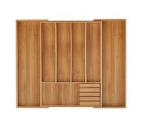 Relaxdays 10032173, Natural Cutlery Tray, Extendable, 5-7 Compartments, HxWxD: 5 x 55 x 44.5 cm, Kitchen Drawer Insert, Bamboo