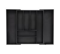 Relaxdays Extendable Cutlery Tray, Bamboo, 6-8 Compartments, HWD: 6.5 x 35-58 x 43.5 cm, Kitchen Drawer Insert, Black, Fibreboard, 6.5 x 35 x 43.5 cm