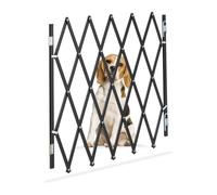 Relaxdays Safety Gate, Dog Barrier, Extendable up to 118 cm, 69-82.5 cm high, Bamboo & Iron, Stairs & Doors Guard, Black
