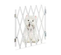 Relaxdays Safety Gate, Dog Barrier, Extendable up to 96 cm, 48.5-60 cm high, Bamboo & Iron, Stairs & Doors Guard, White