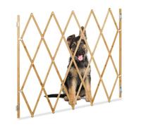 Relaxdays Safety Gate, Barrier, Extendable up to 130 cm, 87.5-100 cm high, Bamboo, Stair & Door Dog Guard, Natural
