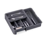 Relaxdays Extendable Plastic Cutlery Tray in Grey