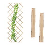 Relaxdays Extendable Trellis, Set of 3, 180 x 90 cm, Wood, Wall-Mounted, Climbing Support, for Plants & Flowers, Natural