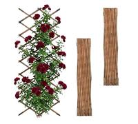 Relaxdays Extendable Trellis, Set of 3, 310 x 90 cm, Fir Wood, Wall-mounted, Climbing Plant Support, Flamed Finish