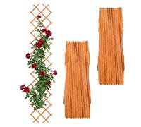 Relaxdays Extendable Wooden Trellis, Set of 3, 270 x 45 cm, Wall-mounted Climbing Support, Orange