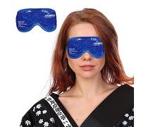 Relaxdays Eye Mask, Cold/Warm Compress, Ice Pack, 2X Set, Cooling Goggles, Allergies, Depuff, Migraine, Fastener, Blue, 9 x 25 x 2 cm