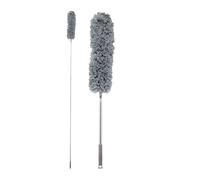 Relaxdays Feather, Extendable Telecopic Bar up to 2.5 m, Washable, Bendable, Dust Magnet Microfibre, Duster, Grey