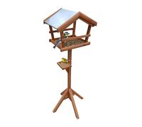 Relaxdays Feeder with Stand, Weatherproof Roof, Garden & Terrace, Bird House, Spruce Wood, Orange, 80%, 121 x 36 x 30 cm