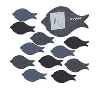 Relaxdays Felt Boards, Set of 12, Adhesive, Fish Design, 16 x 30 x 0.9 cm, Bulletin, Incl. Push Pins, Multicoloured