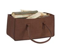 Relaxdays Felt Firewood Basket, Portable Magazine Holder, Wood Bin H x W x D: 25 x 25 x 50 cm, Brown