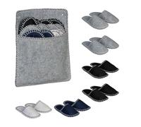 Relaxdays Felt Guest Slippers, 6 Pairs, Indoor Shoe Set with Bag, Sizes EU 36-45, Anti-Slip Sole, Unisex, for Visitors