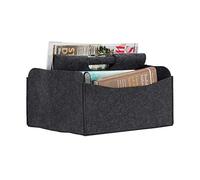Relaxdays Felt Newspaper Basket, HxWxD: 22 x 31 x 29 cm, 2 Compartments, 1 Handle, Foldable Magazine Holder, Dark Grey