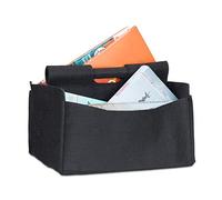 Relaxdays Felt Newspaper Basket, HxWxD: 22 x 32 x 99 cm, 2 Compartments, 1 Handle, Foldable Magazine Holder, Black