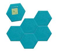 Relaxdays Felt Pin Boards, Set of 6, Self-Adhesive, Hexagonal, 26 x 30 x 0.9 cm, Bulletin, Notice, with Push Pins, Blue