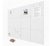 Relaxdays felt pinboard, 12 pcs, self-adhesive felt squares, HWD: 30x30x0.9 cm, incl. pins, white