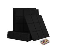 Relaxdays Felt Pinboard Set, 12 pcs, Self-Adhesive Squares, 30x30x0.9 cm, Includes Pins, Black