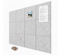 Relaxdays Felt Pinboard Set with 12 Self-Adhesive Squares, Includes Pins, Grey, 30x30x0.9 cm