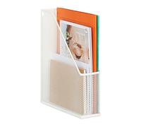 Relaxdays File Organiser, Standing, Mesh Design, Office & Home, 31.5 x 7 x 25 cm, Metal, White, Steel, H x W x D: 31,5 x 7 x 25 cm