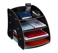 Relaxdays Filing Cabinet, 4 Compartments, Letter Tray, Office Document Organiser, A4 Format, 27 x 25.5 x 34.5 cm, Black