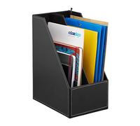 Relaxdays Filing Cabinet, Artificial Leather, 2 Compartments, DIN A4-C4, Sturdy Organiser, HWD: 35 x 18 x 26.5 cm, Black