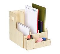 Relaxdays Filing Cabinet for Office, 3 Compartments, DIN A4 Format, MDF Sturdy Organiser, HWD: 27 x 24 x 31.5 cm, Beige, 100% fibreboard