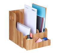 Relaxdays Filing Cabinet for Office, 3 Compartments, DIN A4 Format, MDF Sturdy Organiser, HWD: 27 x 24 x 31.5 cm, Brown, Fibreboard