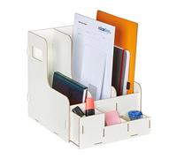 Relaxdays Filing Cabinet for Office, 3 Compartments, DIN A4 Format, MDF Sturdy Organiser, HWD: 27 x 24 x 31.5 cm, White, Fibreboard